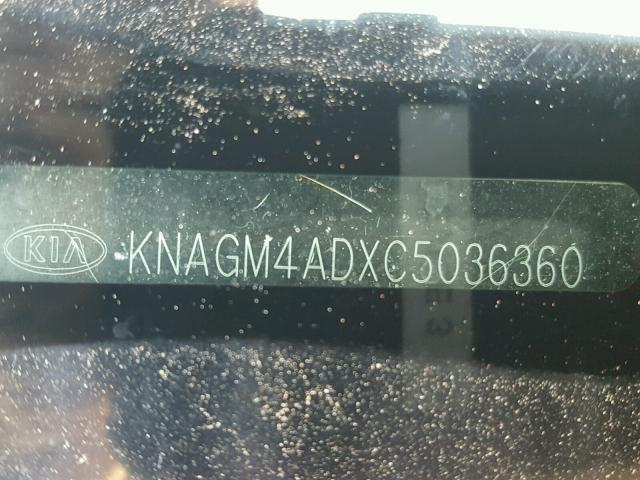 KNAGM4ADXC5036360 - 2012 KIA OPTIMA HYB BLACK photo 10