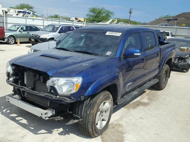 3TMJU4GN6EM160826 - 2014 TOYOTA TACOMA DOU BLUE photo 2