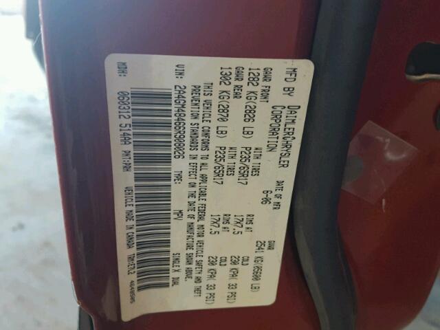2A4GM48466R908026 - 2006 CHRYSLER PACIFICA RED photo 10