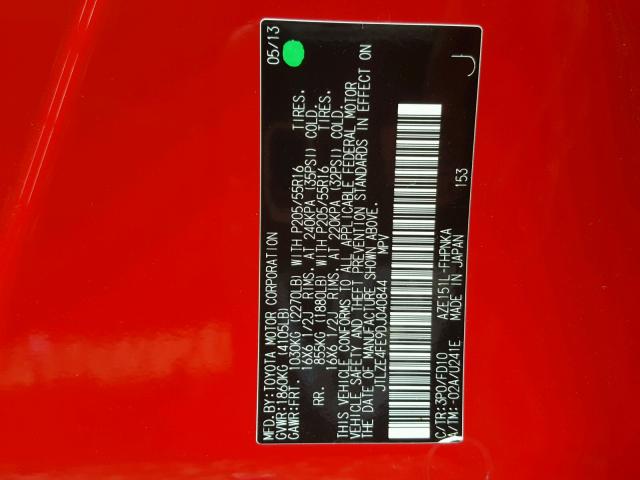 JTLZE4FE9DJ040844 - 2013 TOYOTA SCION XB Rot Foto 10