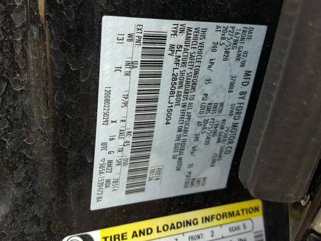 5LMFL28508LJ15004 - 2008 LINCOLN NAVIGATOR 黑色 照片 10