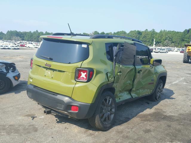 ZACCJBBT5GPD65615 - 2016 JEEP RENEGADE L GREEN photo 4