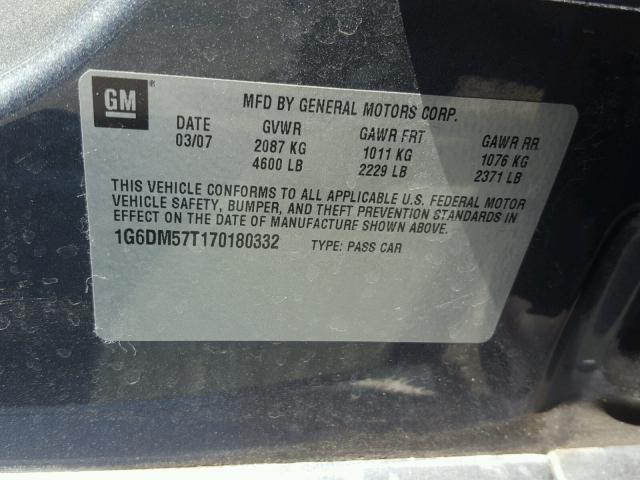 1G6DM57T170180332 - 2007 CADILLAC CTS GRAY photo 10