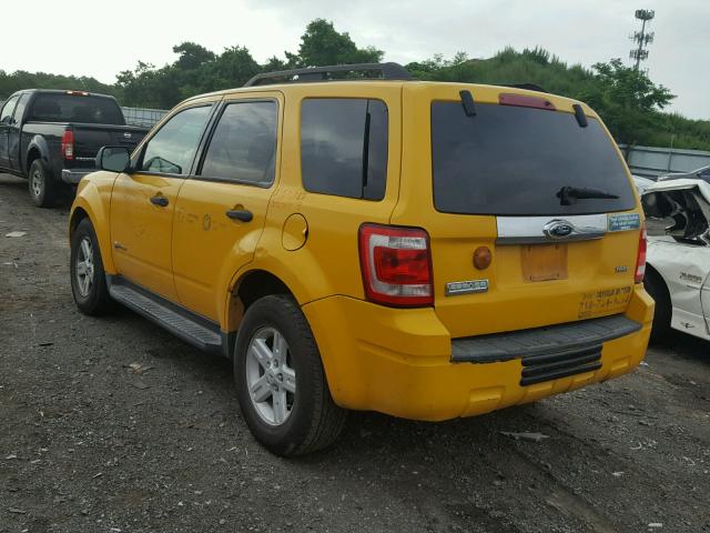 1FMCU49309KC15655 - 2009 FORD ESCAPE HYB YELLOW photo 3