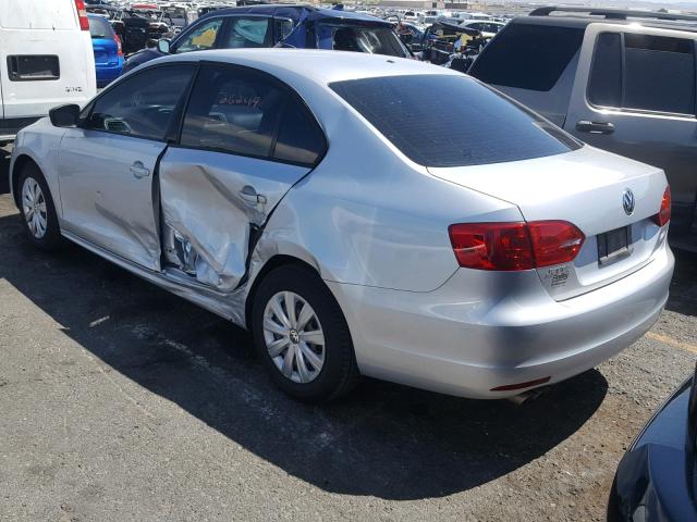 3VW2K7AJ1BM336627 - 2011 VOLKSWAGEN JETTA BASE 灰色 照片 3