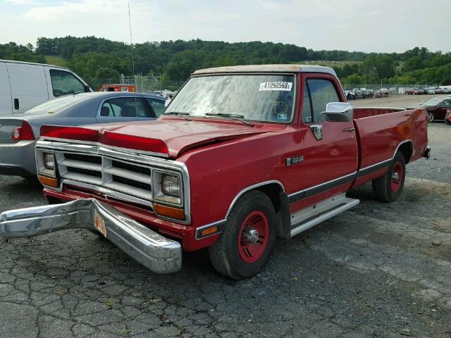 1B7GE16Y5LS706019 - 1990 DODGE D-SERIES D RED photo 2