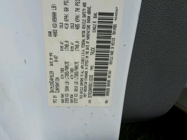 3D7KS28A58G116335 - 2008 DODGE RAM 2500 S Սպիտակ լուսանկար 10