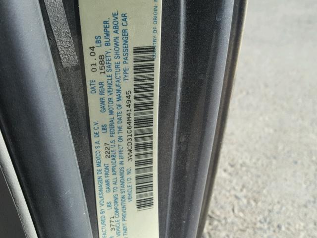 3VWCD31C64M414945 - 2004 VOLKSWAGEN NEW BEETLE 石墨色 照片 10