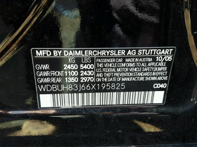 WDBUH83J66X195825 - 2006 MERCEDES-BENZ E 500 4MAT BLACK photo 10