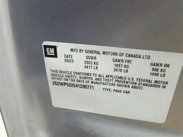 2G2WP522541206771 - 2004 PONTIAC GRAND PRIX Արծաթագույն լուսանկար 10