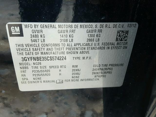 3GYFNBE35CS574224 - 2012 CADILLAC SRX PERFOR 黑色 照片 10