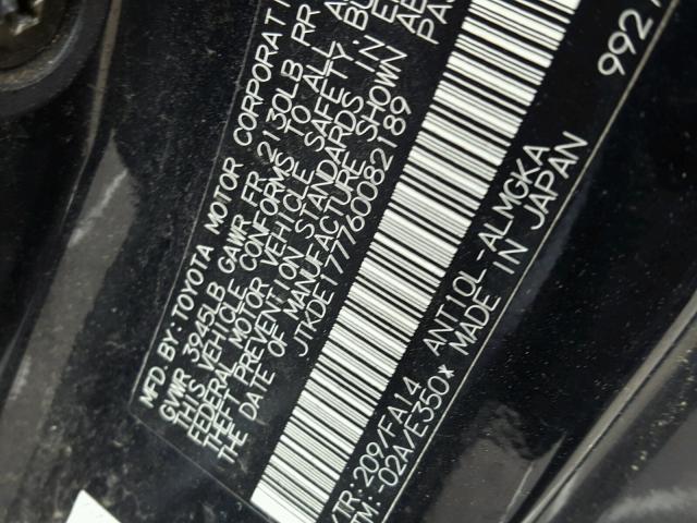 JTKDE177760082189 - 2006 TOYOTA SCION TC 黑色 照片 10