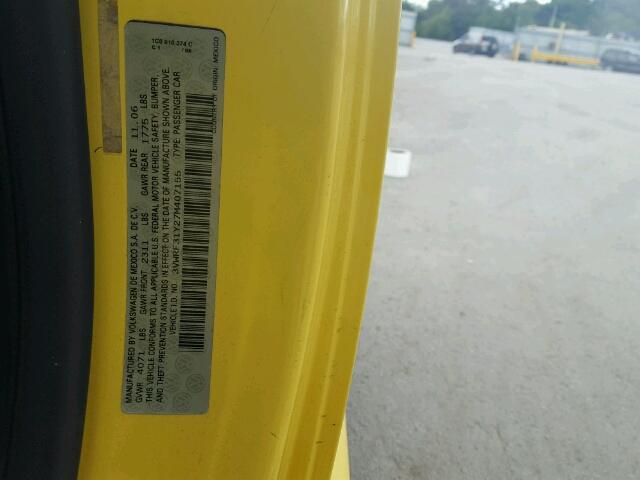 3VWRF31Y27M407155 - 2007 VOLKSWAGEN NEW BEETLE ყვითელი ფოტო 10