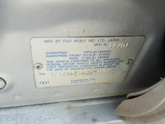 JF1SF65632H746847 - 2002 SUBARU FORESTER S 银色 照片 10