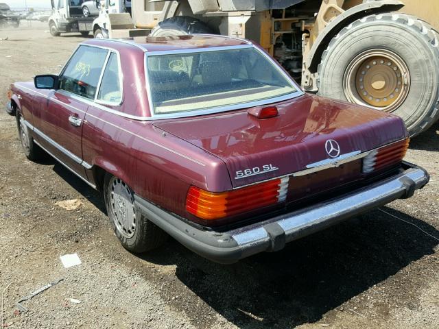 WDBBA48D7GA047243 - 1986 MERCEDES-BENZ 560 SL MAROON photo 3