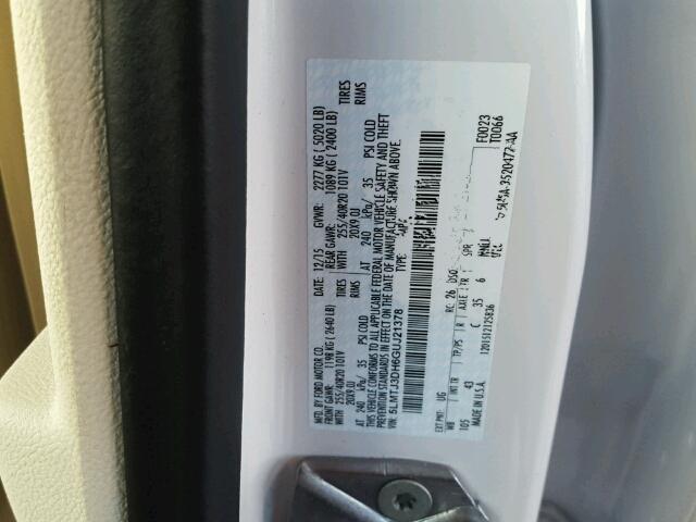 5LMTJ3DH6GUJ21378 - 2016 LINCOLN MKC RESERV 白色 照片 10