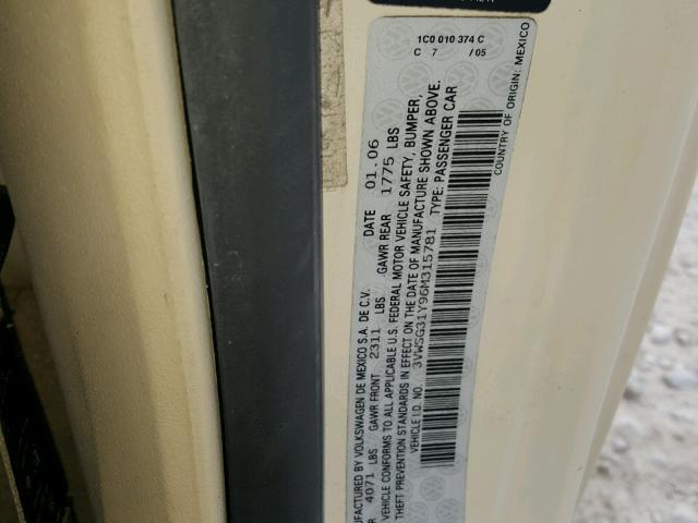 3VWSG31Y96M315781 - 2006 VOLKSWAGEN NEW BEETLE 米色 照片 10