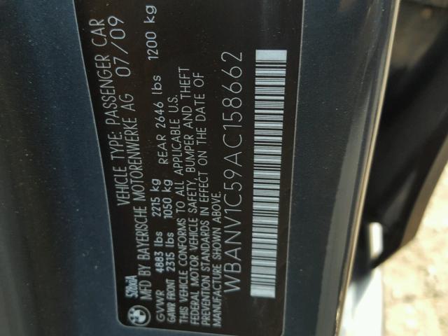 WBANV1C59AC158662 - 2010 BMW 528 XI GRAY photo 10