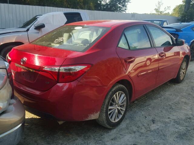 2T1BURHE1EC118542 - 2014 TOYOTA COROLLA L RED photo 4