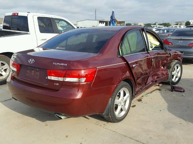 5NPEU46FX7H205559 - 2007 HYUNDAI SONATA MAROON photo 4