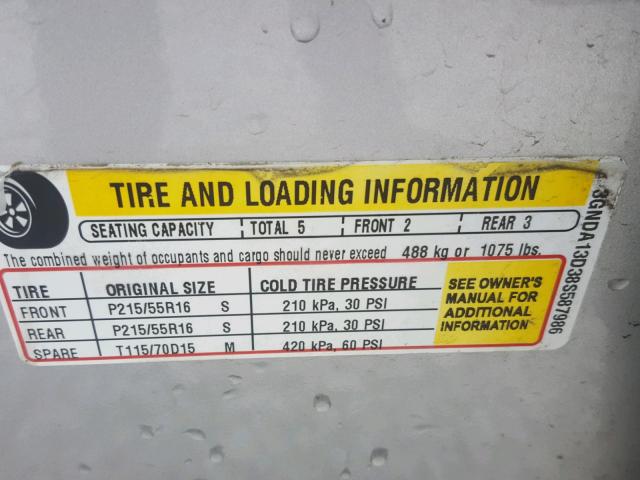 3GNDA13D38S587986 - 2008 CHEVROLET HHR LS Plata foto 10