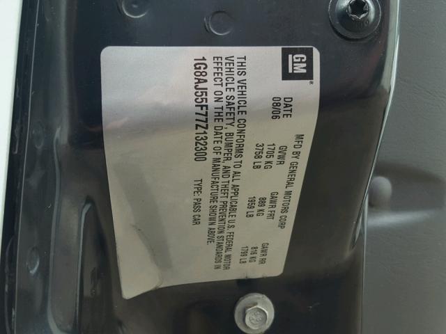 1G8AJ55F77Z132300 - 2007 SATURN ION LEVEL WHITE photo 10