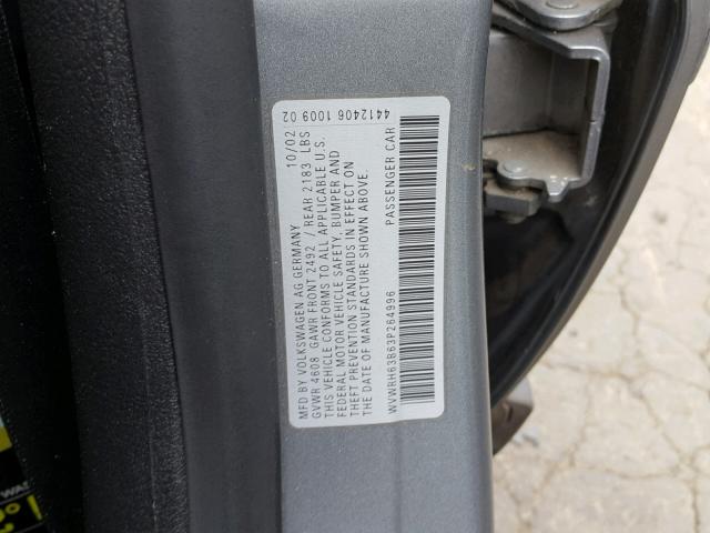 WVWRH63B63P264996 - 2003 VOLKSWAGEN PASSAT GLX 灰色 照片 10