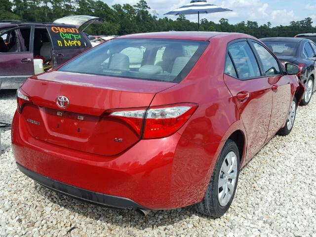 5YFBURHE2EP134829 - 2014 TOYOTA COROLLA L RED photo 4