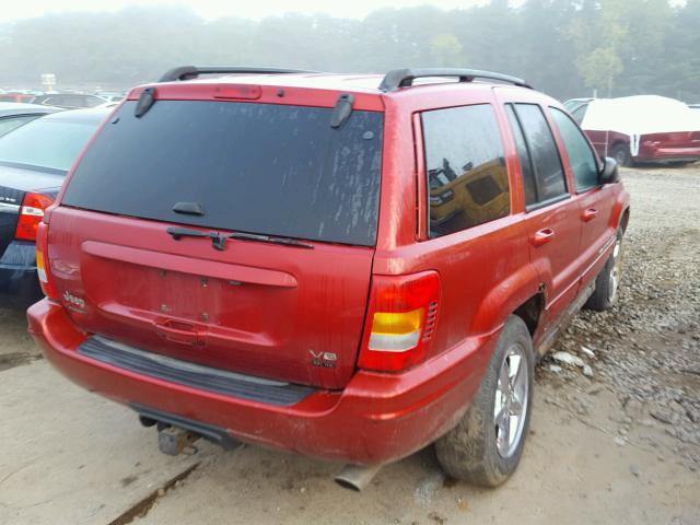 1J8GW68J72C116125 - 2002 JEEP GRAND CHER RED photo 4