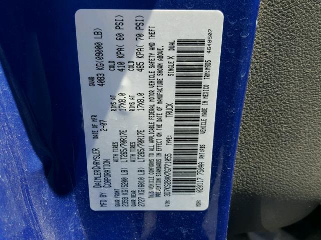 3D7KS28AX7G771055 - 2007 DODGE RAM 2500 S BLUE photo 10