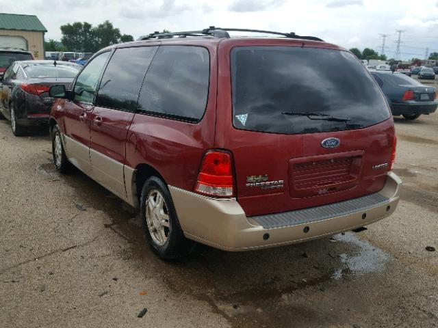 2FMZA58224BA07958 - 2004 FORD FREESTAR L MAROON photo 3