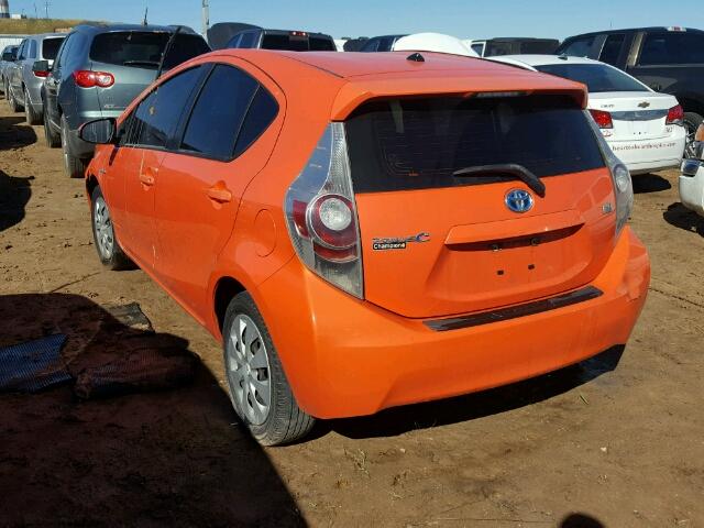 JTDKDTB35C1018725 - 2012 TOYOTA PRIUS C ORANGE photo 3