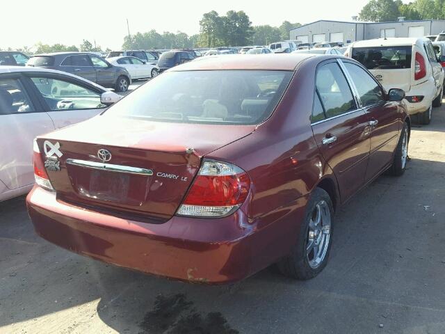 4T1BE32K75U092150 - 2005 TOYOTA CAMRY LE BURGUNDY photo 4