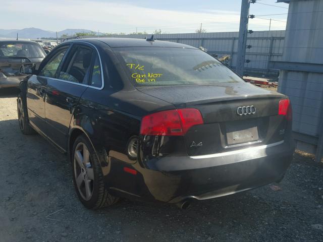 WAUDH78E58A055596 - 2008 AUDI A4 3.2 QUA BLACK photo 3