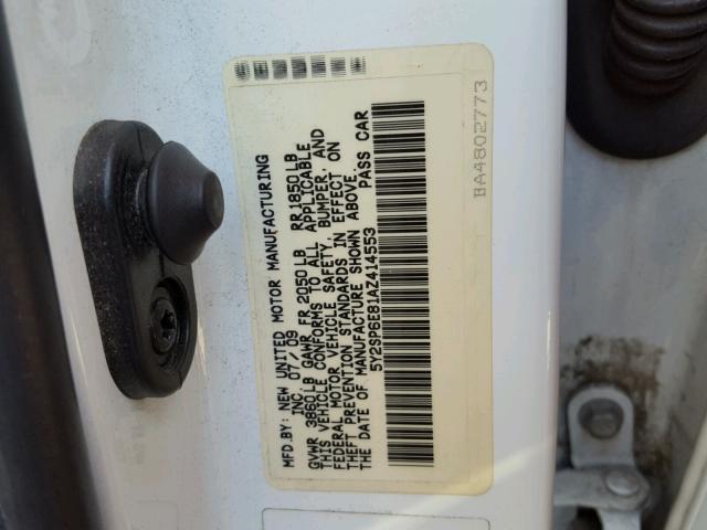 5Y2SP6E81AZ414553 - 2010 PONTIAC VIBE WHITE photo 10