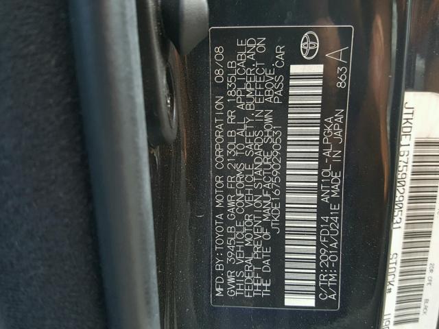 JTKDE167590290531 - 2009 TOYOTA SCION TC 黑色 照片 10