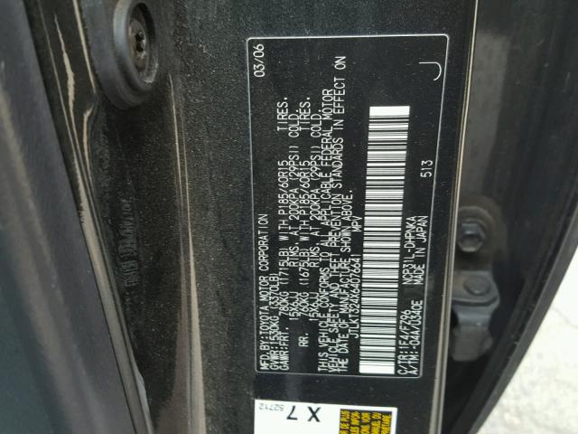 JTLKT324X64076641 - 2006 TOYOTA SCION XB Графитовый фото 10