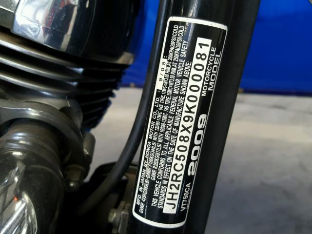 JH2RC508X9K000081 - 2009 HONDA VT750 CA BLACK photo 10