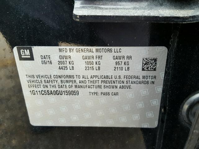 1G11C5SA0GU159059 - 2016 CHEVROLET MALIBU LIM 黑色 照片 10