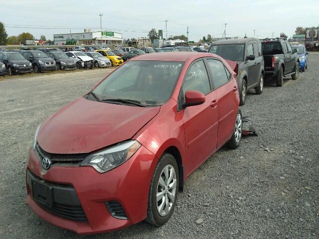 2T1BURHE8FC442766 - 2015 TOYOTA COROLLA L RED photo 2