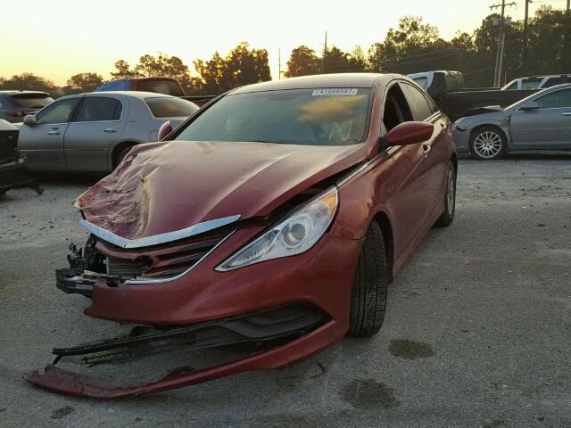 5NPEB4AC2EH826102 - 2014 HYUNDAI SONATA RED photo 2