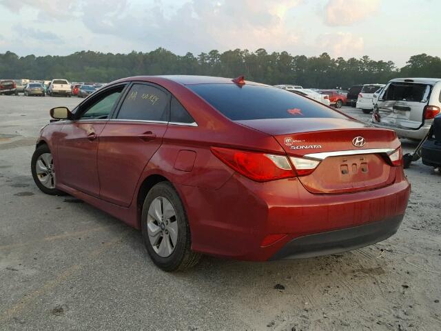 5NPEB4AC2EH826102 - 2014 HYUNDAI SONATA RED photo 3