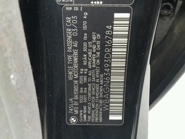 WBAGN63493DR16784 - 2003 BMW 745 LI Қара фото 10