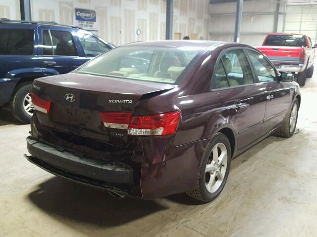 5NPEU46F76H013689 - 2006 HYUNDAI SONATA GLS BURGUNDY photo 4