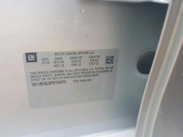 1G11B5SLXFU153479 - 2015 CHEVROLET MALIBU LS Gümüş foto 10