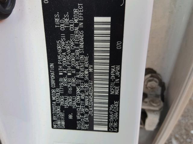 JTLKT324454025747 - 2005 TOYOTA SCION XB Ağ foto 10