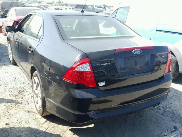 3FAHP0HA9BR303251 - 2011 FORD FUSION SE BLACK photo 3