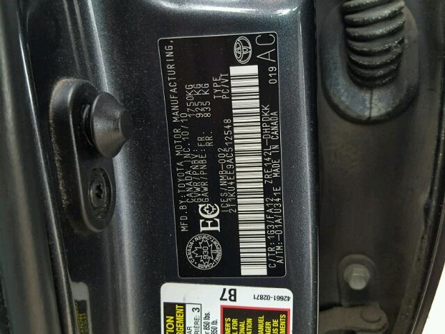 2T1KU4EE9AC512548 - 2010 TOYOTA COROLLA MA CHARCOAL photo 10