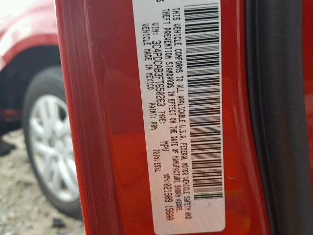 3C4PDCAB3FT650263 - 2015 DODGE JOURNEY SE RED photo 10