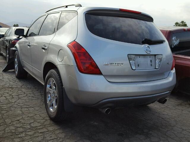 JN8AZ08T44W203344 - 2004 NISSAN MURANO SL SILVER photo 3